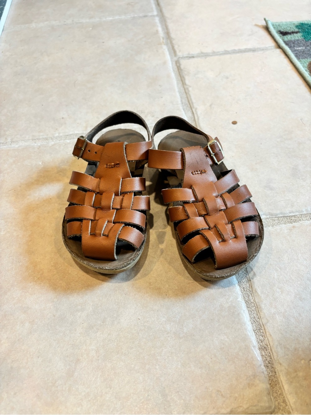 Kids Tan Fisherman Sandals with Adjustable Buckle